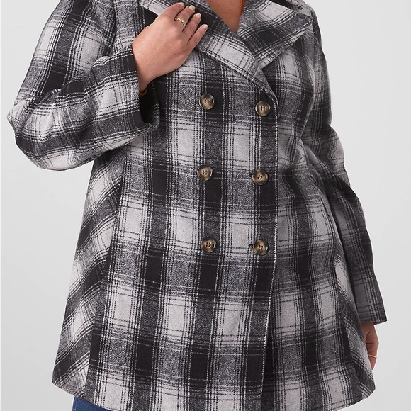 Lane Bryant Double-Breasted Faux-Wool Coat - Picture 2 of 7